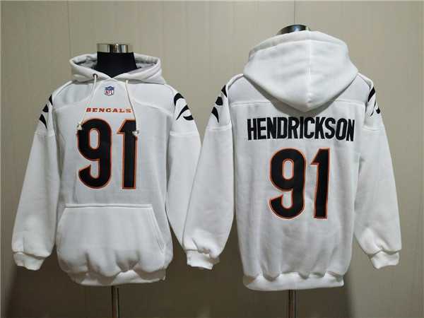 Men's Cincinnati Bengals #91 Trey Hendrickson White Pullover Hoodie,We sell and wholesale Men's Cincinnati Bengals #91 Trey Hendrickson White Pullover Hoodie on line form chian!